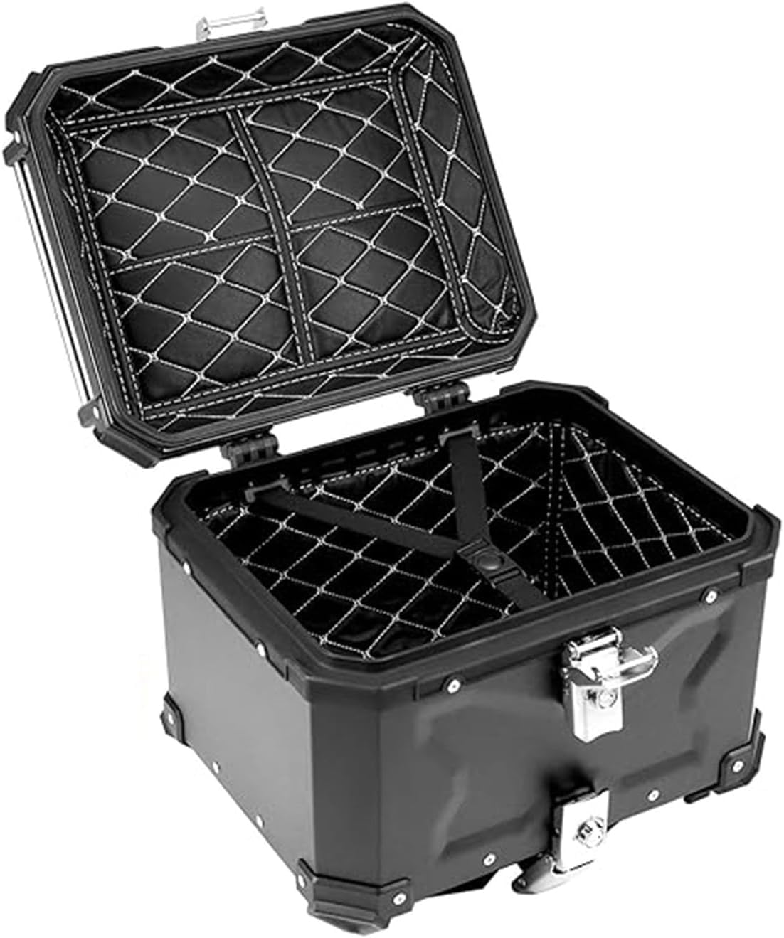 Boîte de rangement de voyage pour moto avec top case étanche 100L et dossier de confort noir