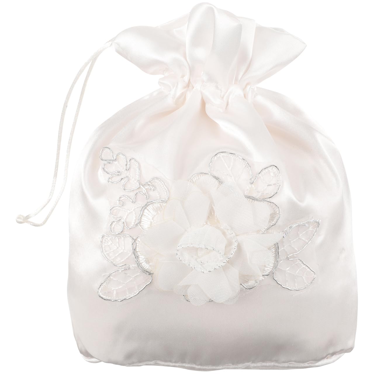 ULDIGI Satin Bridal Handbag with Decoration Drawstring Wedding Bag Bridesmaid Favor Bag Elegant Bridal Ceremony Pouch for Candy and Keepsakes