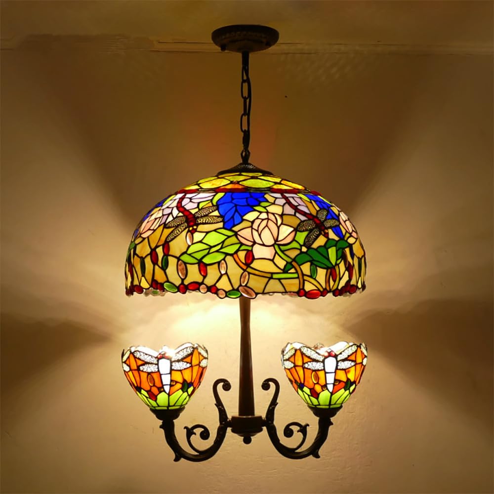 HXYSXHJUO Parrot Chandelier Vintage Creative Color Glass Living Room Restaurant Bedroom Villa Hotel Corridor Pendant Lamp (K)