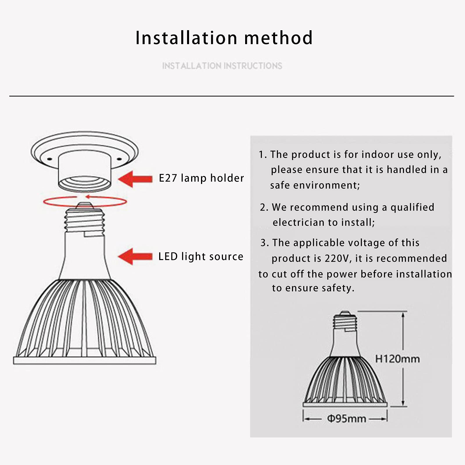 Foco Led de Riel (Paquete de 4), Bombillas Led E27 No Regulables, 40 W, 4000 Lúmenes, Luz Cálida de 3000 K, Luz Empotrada de Techo, Iluminación de Acento/Luz Fría