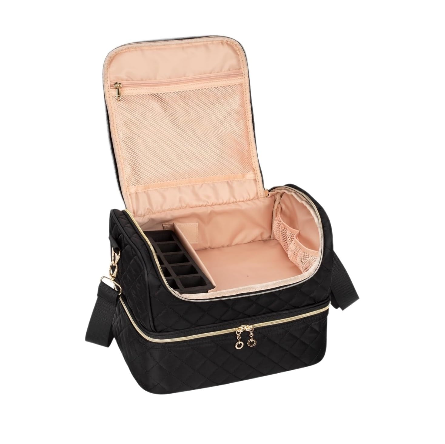 Przechowywania Lakieru Organizer Na Paznokcie, Torba Do Przechowywania, Dwuwarstwowe Etui Podróżne Sprzęt Paznokci Organizer Na Lakier Do Paznokci(Black)