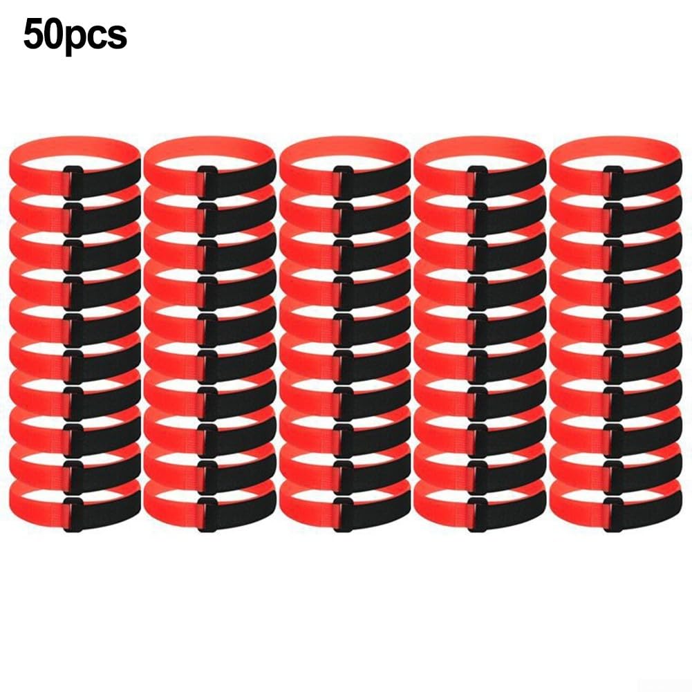 Sangles réglables pour filet de football - 50 attaches pour but de football et organisation des articles ménagers (rouge et noir)