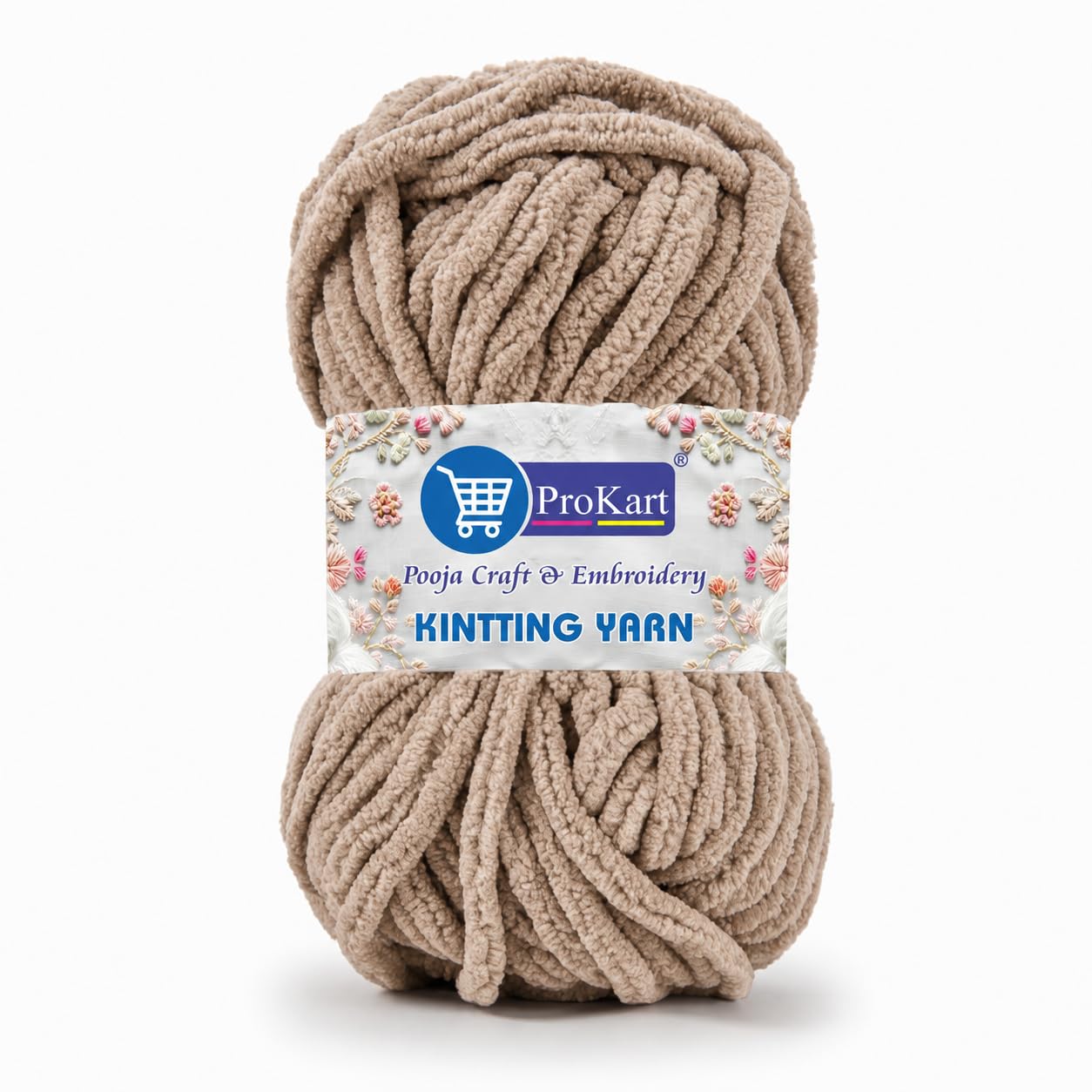 ProKart Premium Blankie Wool, Plush & Cuddly, Chenille Yarn Supersoft Hand Knitting Wool Ball | Blanket Thick/Mottu Yarn Ball Suitable for Hand Knitting and Crocheting (Light Mud, 100gms x 1 Pack)