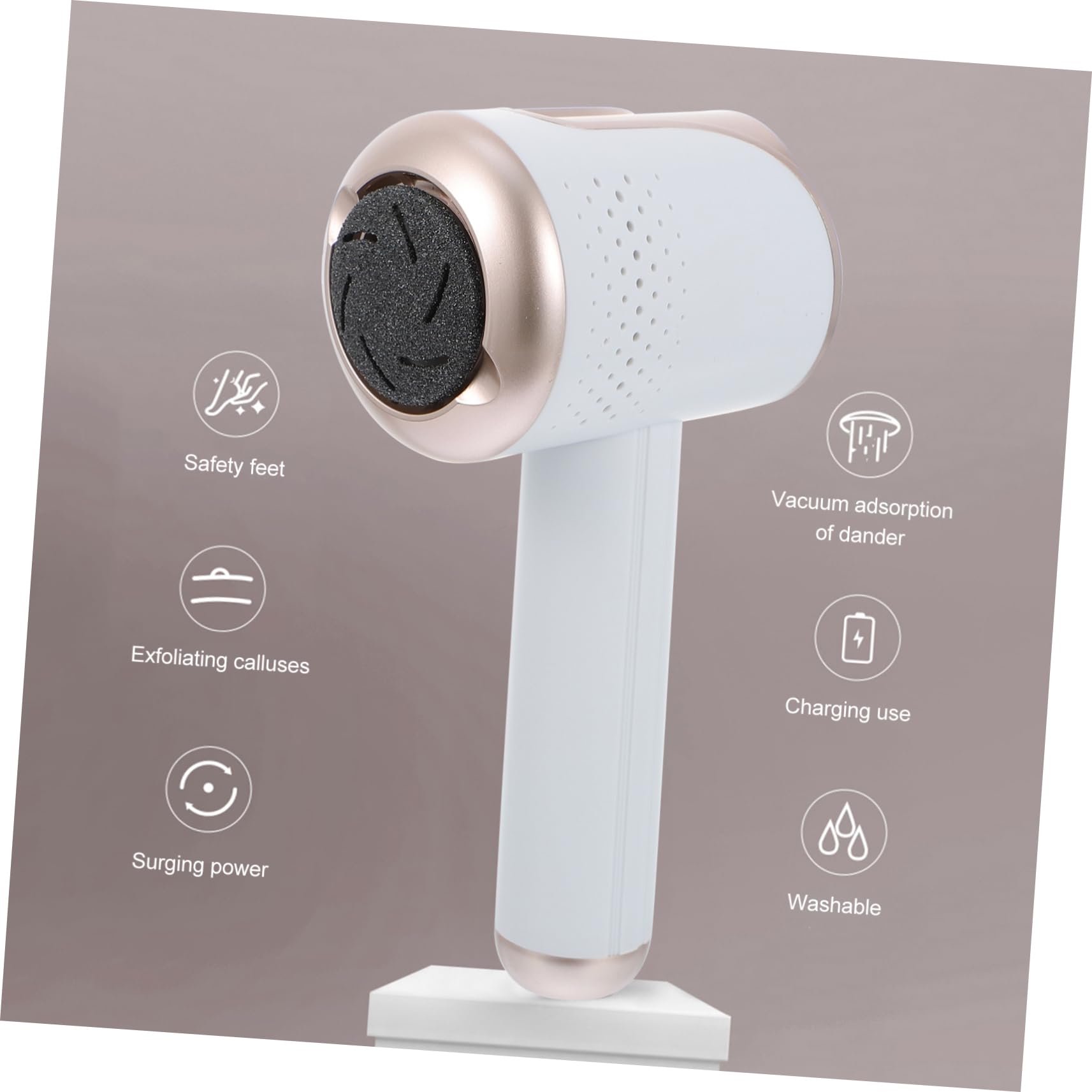 Rullo per Pedicure Elettrico per Piedi Rimozione Calli e Pelle Morta, Batteria 1800mah, Ricarica Usb, Design Compatto in Abs, per Uso Domestico