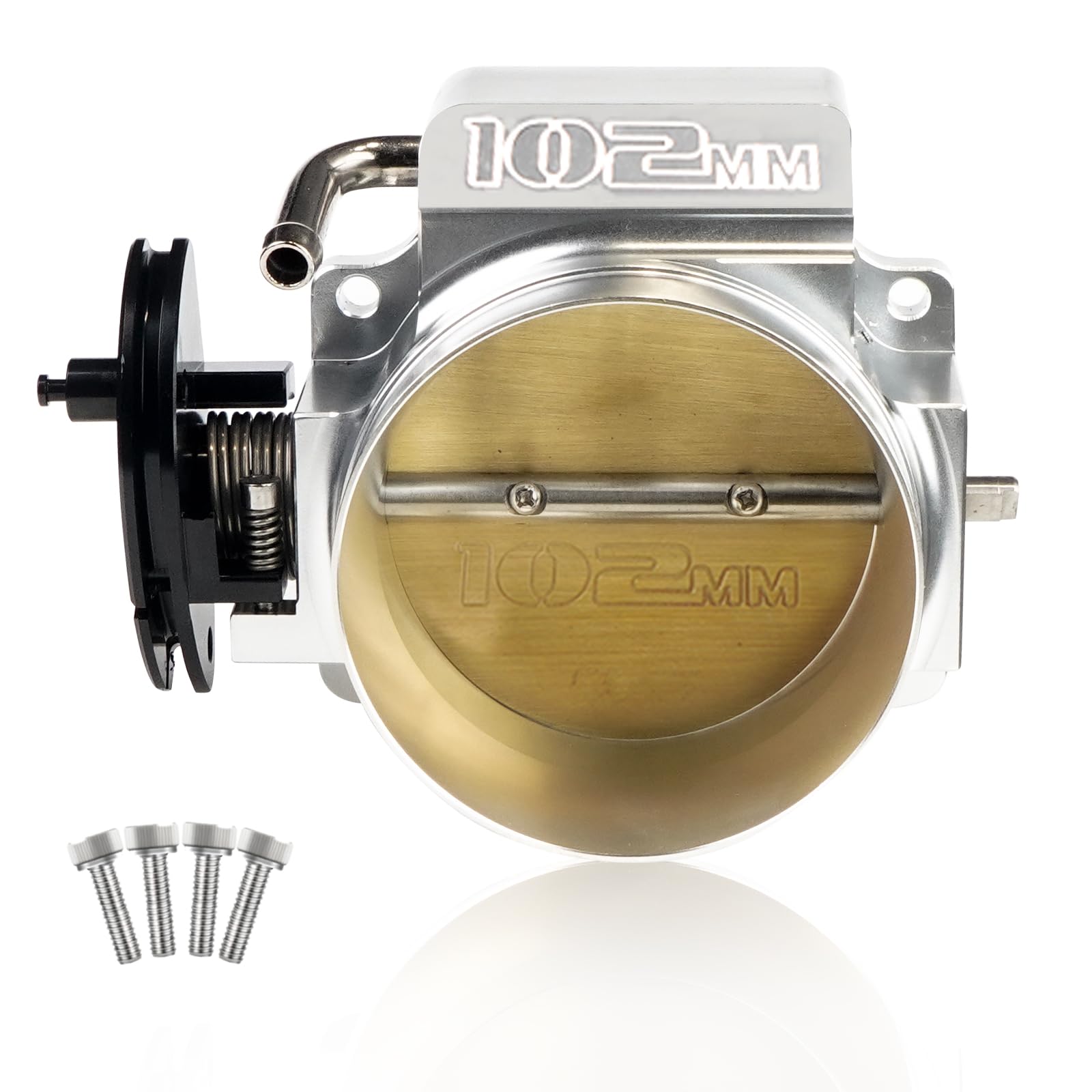 POSENG 102mm Throttle Body for LS1 LS2 LS3 LS6 LS7 LSX LS 4 Bolts Drive by Cable without TPS IAC Aluminum Silver HTRACING