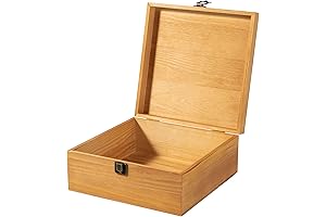 Vintage Wooden Storage Box with Hinged Lid