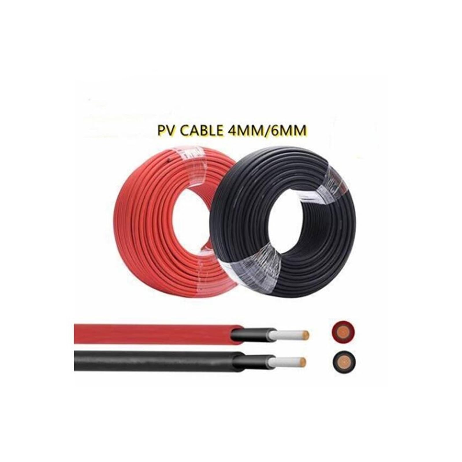 Kabel fotowoltaiczny 2,5 mm2 4 mm2 6 mm2 przewód zasilający solarny drut TÜV H1Z2Z2-K PV1-F do podłączenia paneli PV1-F czerwony czarny (kolor: czerwony i czarny, rozmiar: 5M_2,5MM2)