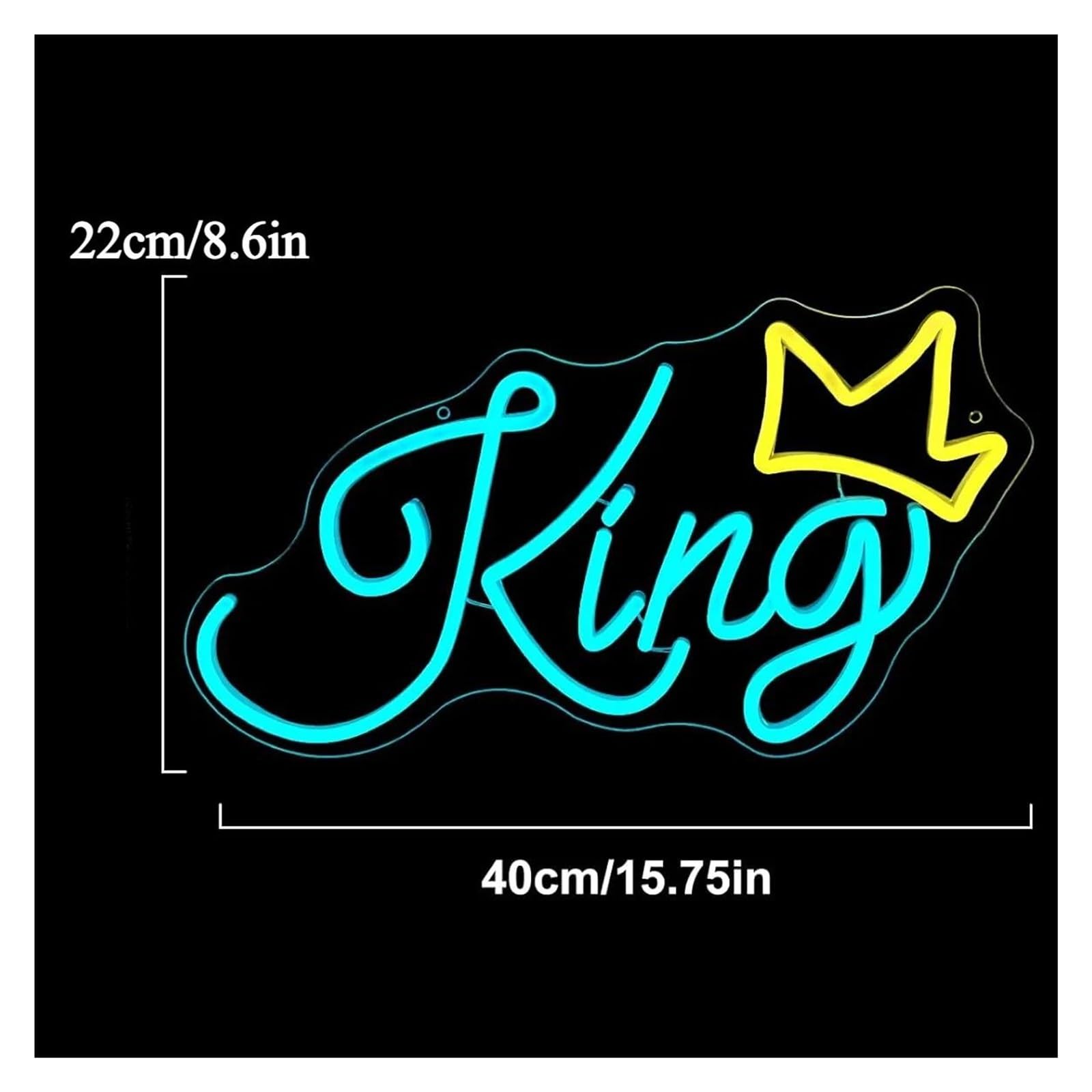 Insegna al Neon Insegna Al Neon King, Corona Luminosa A, Estetica, Alimentata Tramite USB, Decorazione Da Parete Per Bambini, Ragazzi, Cameretta, Feste, 22cmх40cm