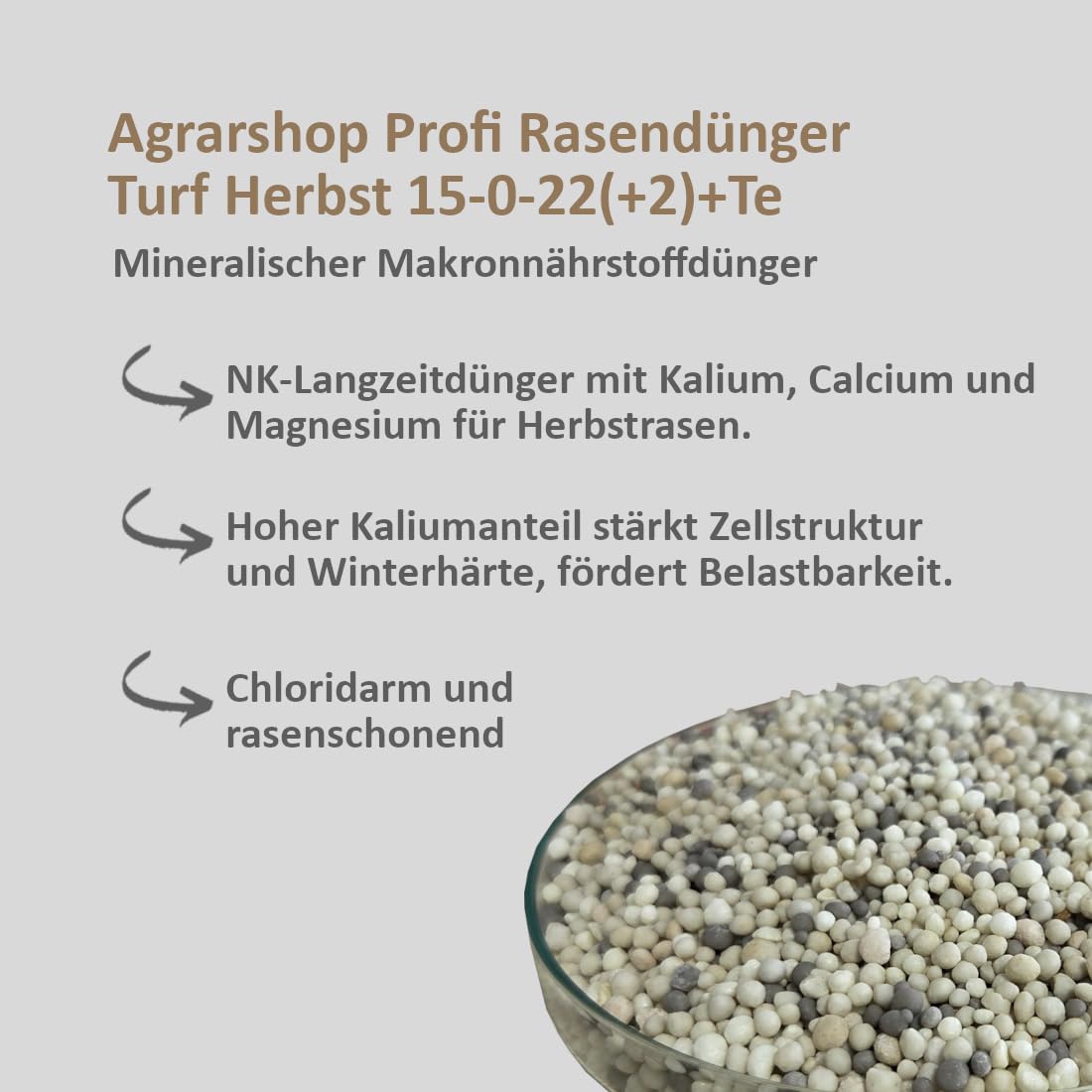 Agrarshop Profi Rasendünger Turf Herbst 15-0-22(+2)+Fe 20 kg