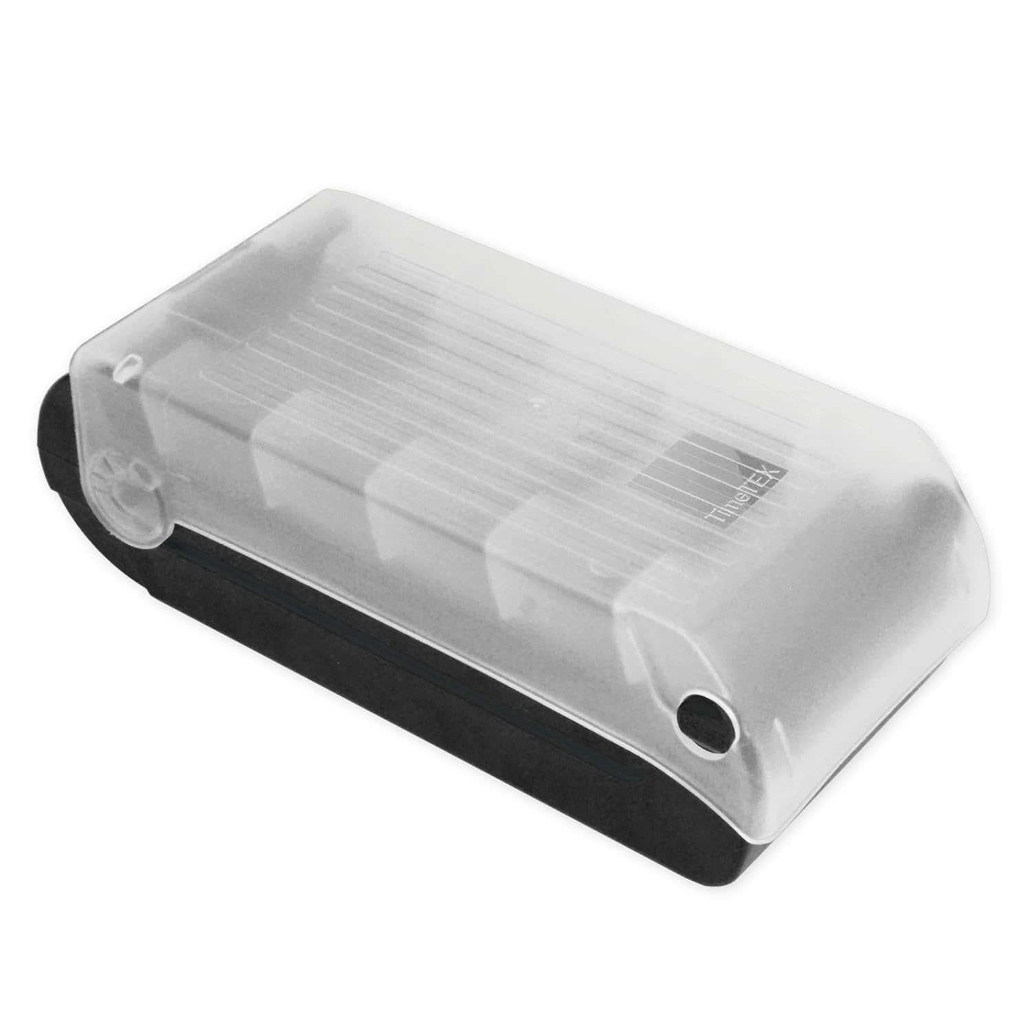 TimeTEX - Index Box Made of Robust Plastic, A8, Semi-Transparent with Retractable Lid, 5 Compartments Learning Method, 20 x 9 x 6.5 cm, Colour: Black
