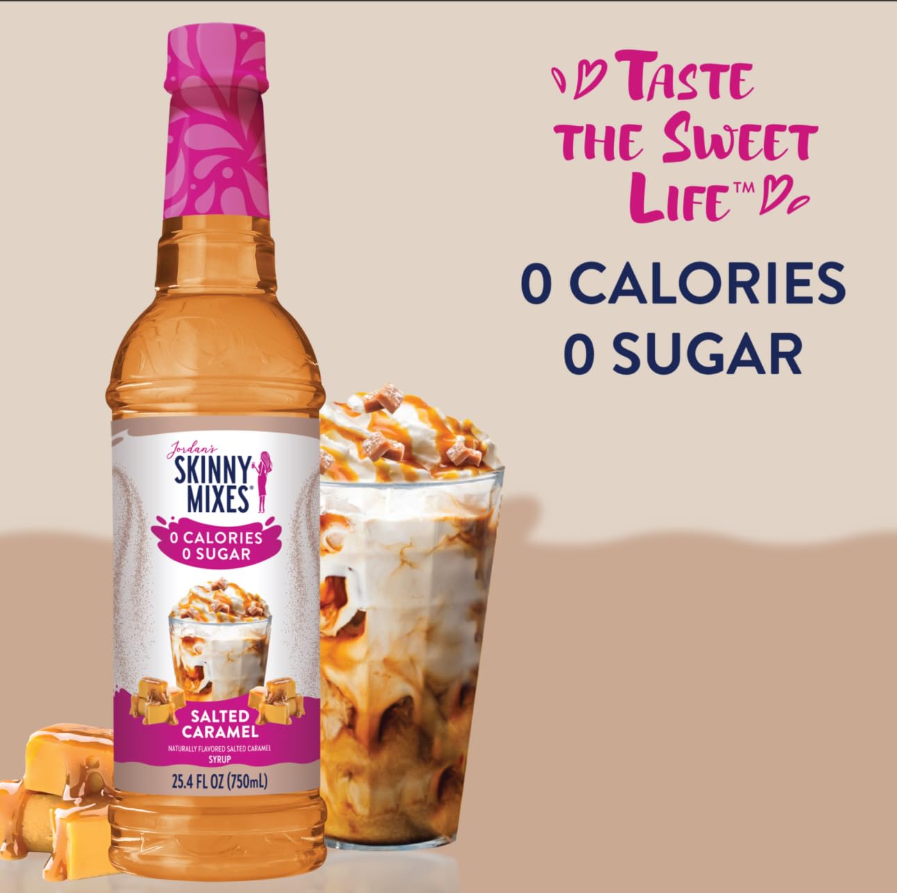 Jordans Skinny Traditional Sugar Free Syrups 750 ml 2 Bottles (Salted Caramel & Vanilla)
