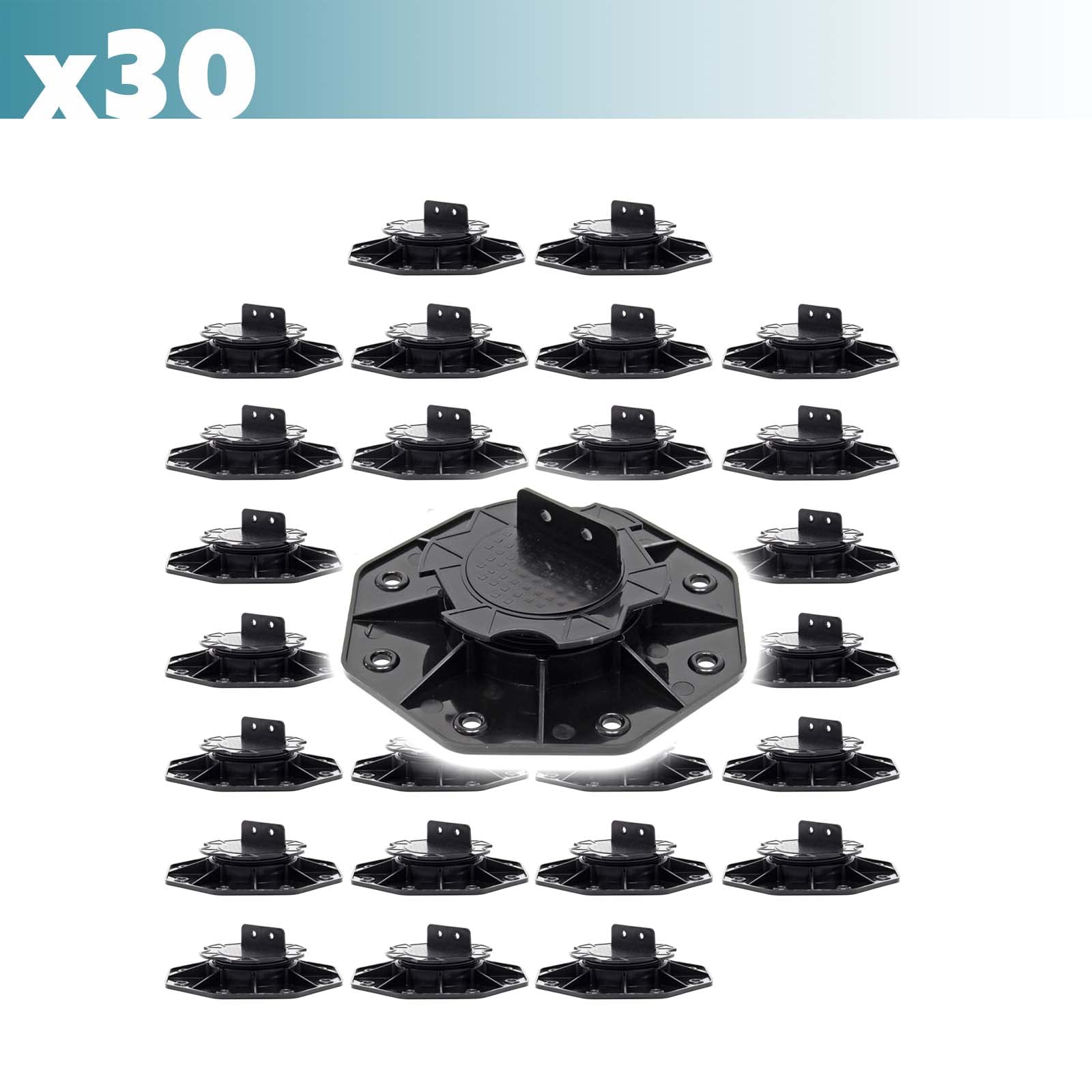 XPOtool Juego de 30 bases regulables para terraza carga máxima 2700kg ajustable en altura 18-25 mm
