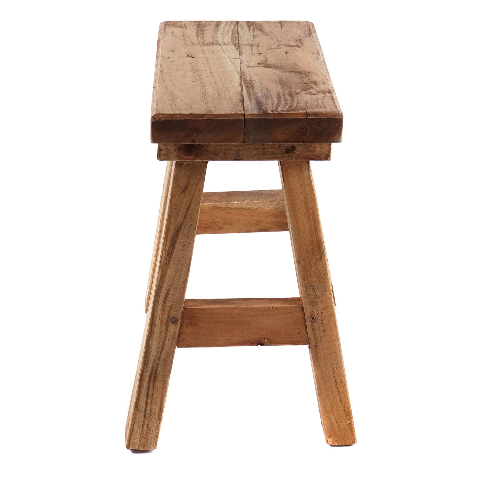 DESIGN DELIGHTS Tabouret en bois Rustico - 52 x 50 cm (H x l) - Acajou et teck - Tabouret d'appoint, tabouret en bois, tabouret pour plantes, fleurs