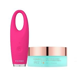 FOREO Eye Revive IRIS 2 Bundle - Lymphatic Drainage Eye Massager IRIS Hydrating Hydrogel Eye Mask 60 pcs