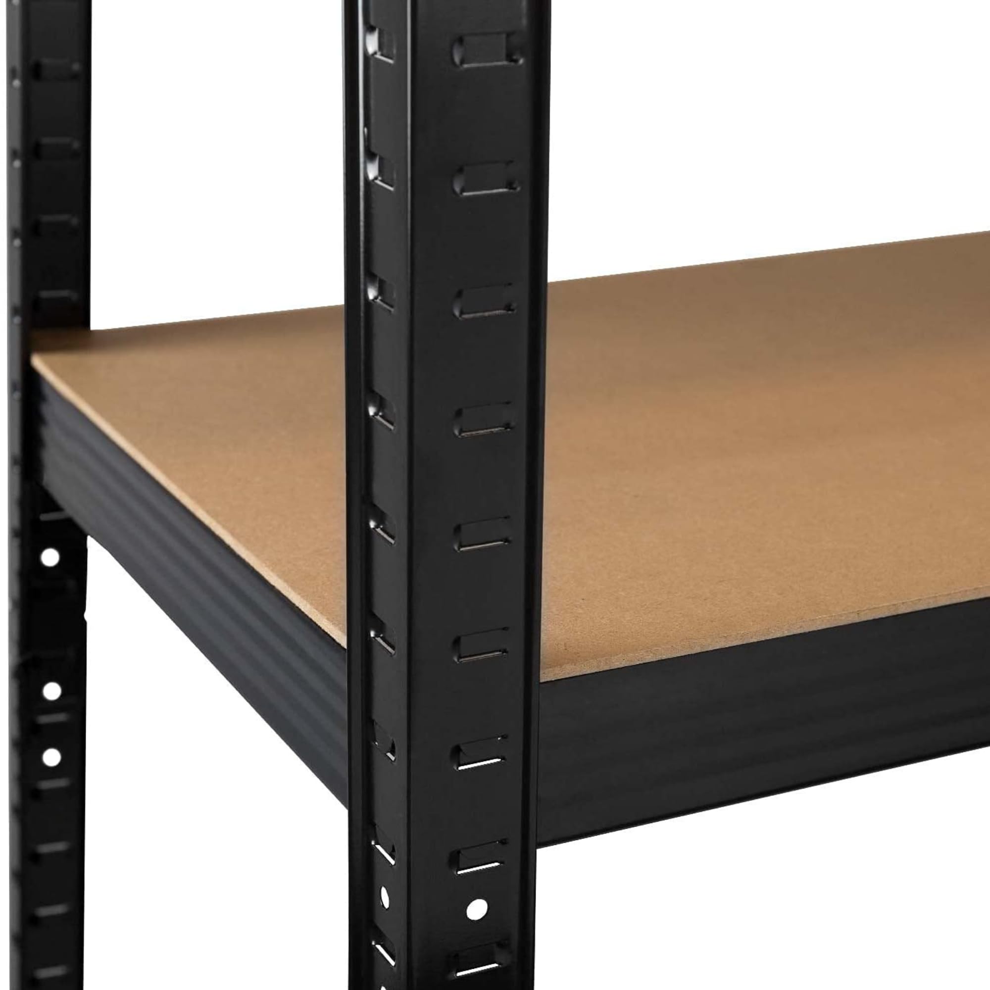 Pack 4 Estanterías Metálicas Negra 90x40x180 cm, Estructura de Hierro Anticorrosión y Baldas de MDF, Gran Capacidad de Carga, Sistema de Fijación Incluido, para Garaje, Trastero, Taller y Oficina