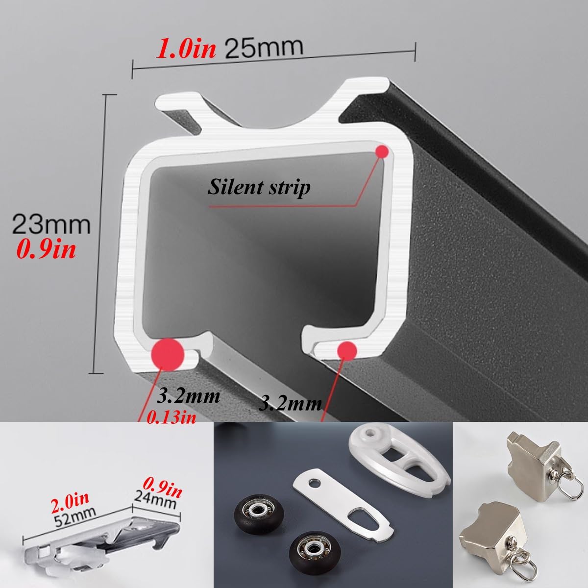 Système de rails de rideaux en aluminium de 3 m et 5 m Ra à montage au plafond pour salon, chambre à coucher, séparateur de pièce (blanc) – Installation facile, glisse lisse.