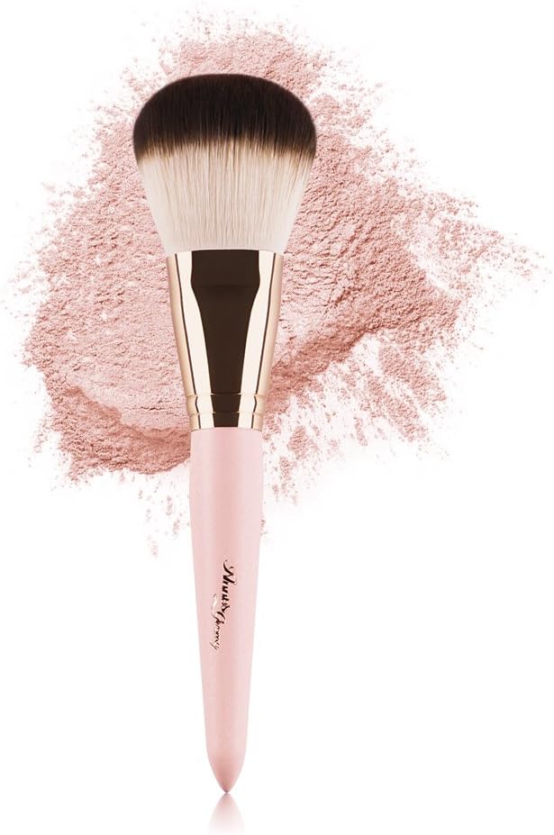 Anne's Giverny Kabuki Large Loose Powder Foundation Pink Brush for Blending Bronzer Blush Makeup