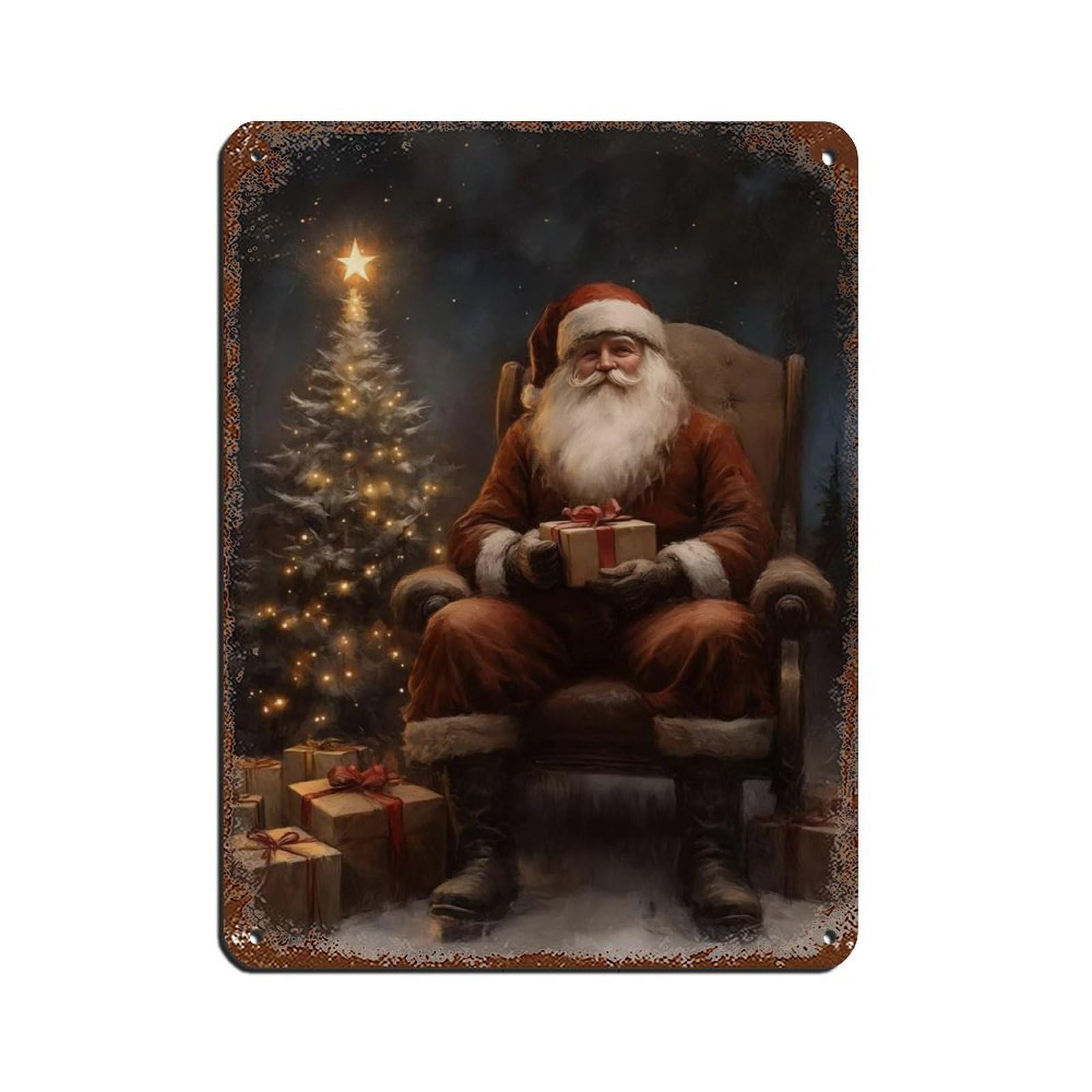 Moody Santa Claus, Victorian Christmas Art Tin Sign Vintage Metal Pub Club Cafe Bar Home Wall Art Decoration Poster Retro 12x16inch(30x40cm)
