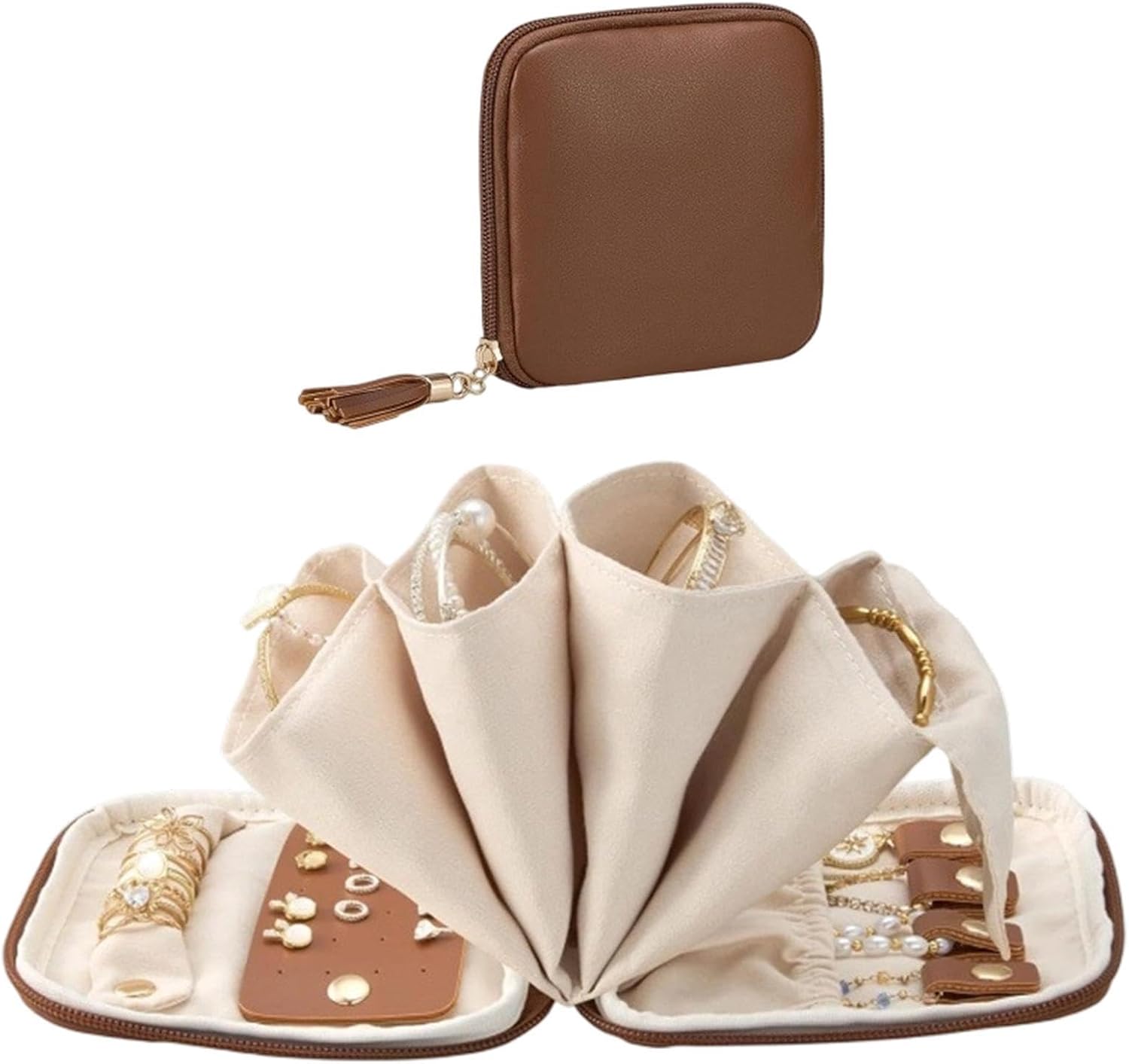 Small Travel Jewelry Case Soft Multi-Layered Bracelet Organizer Case