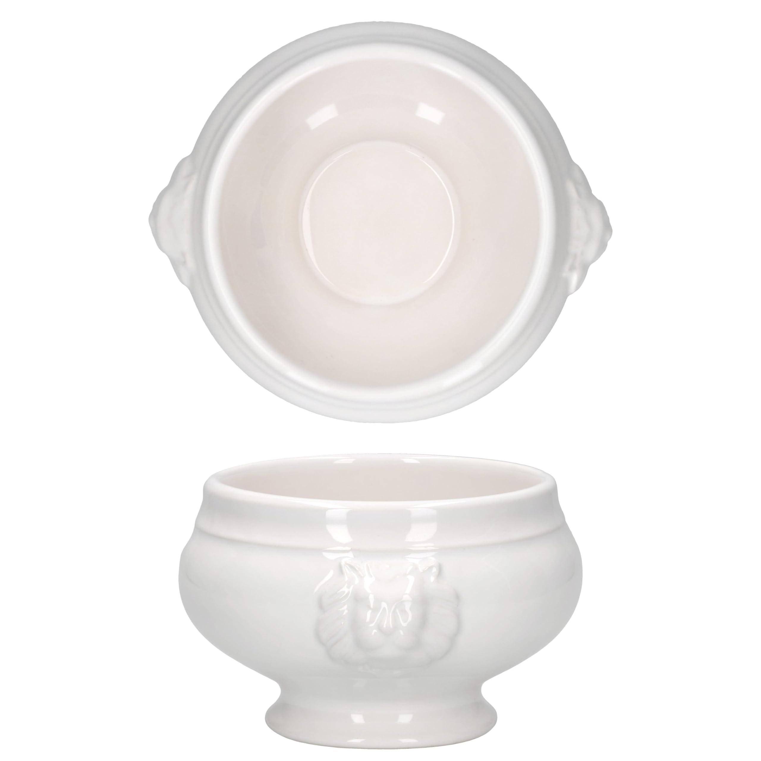 MamboCat Set da 7 pezzi Leo con testa di leone e senza coperchio, 6 X 0,25 l e 1 X 2 litri, ciotola bianca con testa di leone per zuppa e stufati