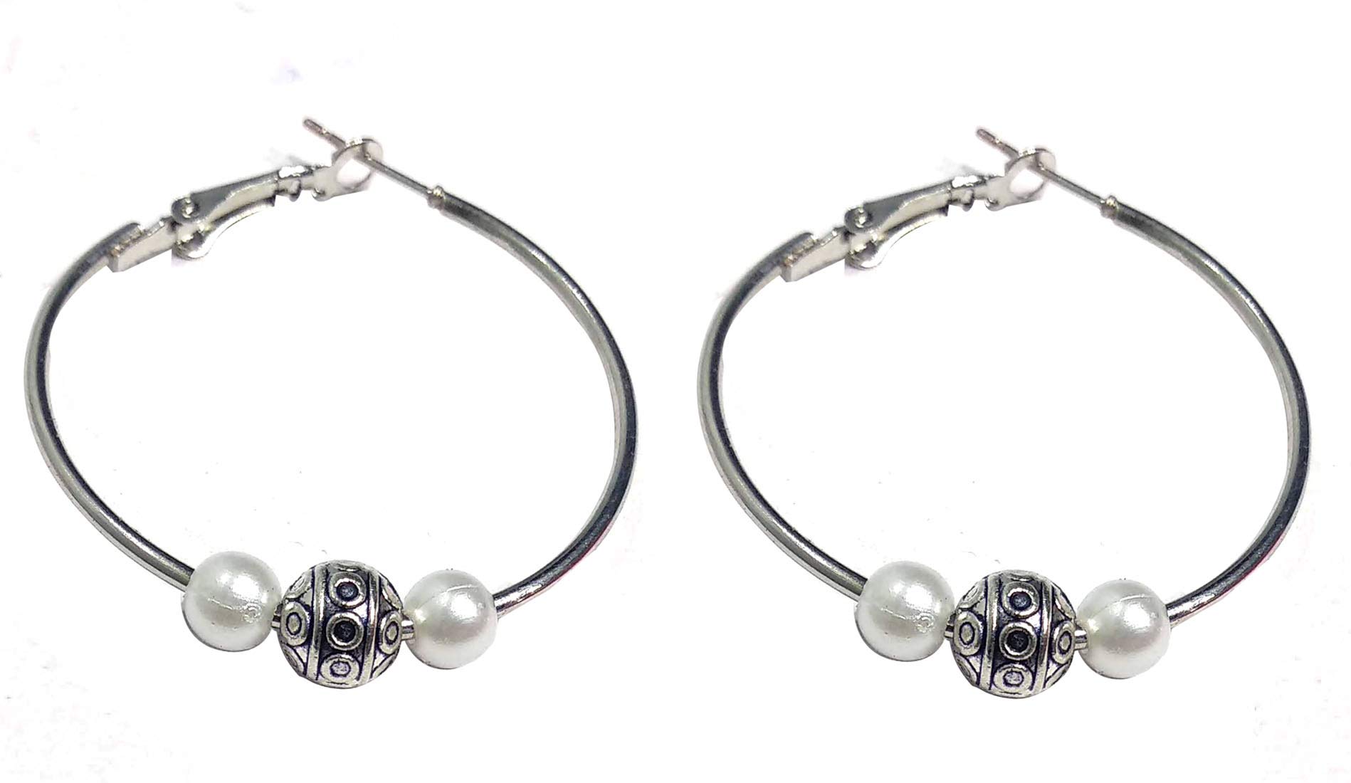 GURJARI JEWELLERS Stylish Hoop Earing with Coin Oxidiszed Beads (Pearl + Oxidised) (B08THQ2NKB) Amazon Price History, Amazon Price Tracker