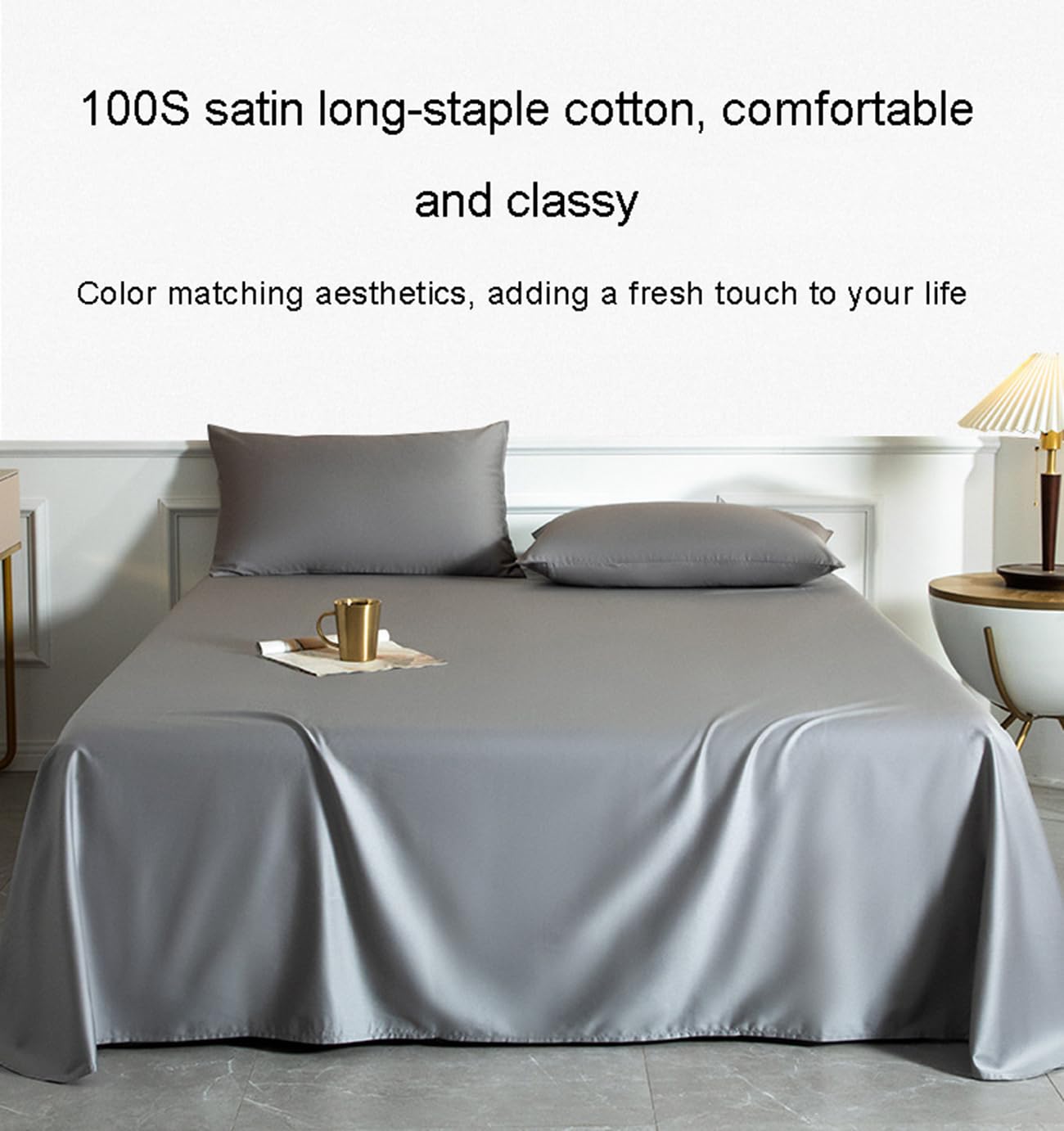 Juego De Sabanas De 3 Piezas Raso Cama, Sábanas para Cama Y 2 Funda De Almohada(48X74 Cm), Premium, Esquinas Redondeadas, Modernas Y Sencillas,Púrpura,245x250