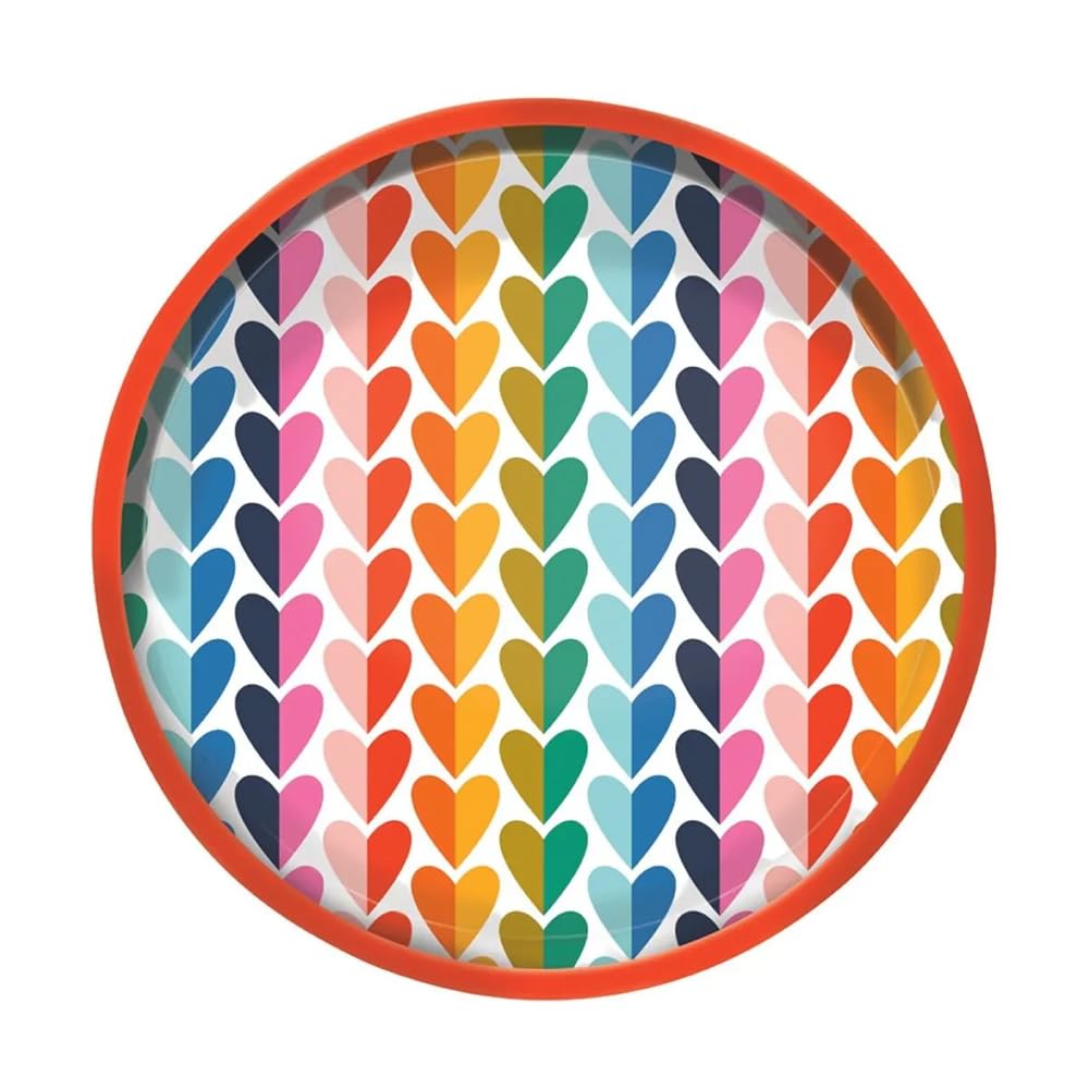 Elite Tins Multicolor Kate Rhees Rainbow Hearts Deepwell Tin Tray 300Mm (D)