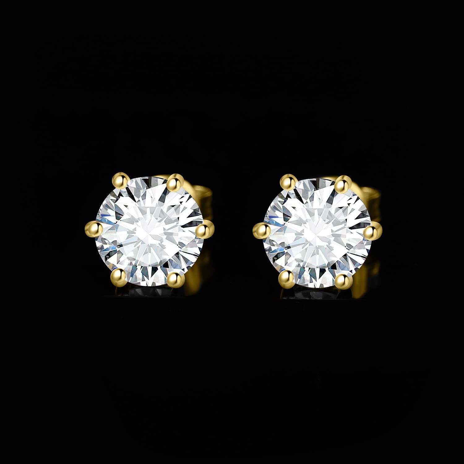 JewelryPalace Orecchini a Bottone Donna Argento 925 con Creato Moissanite, Piercing a Lobo con Pietra a Taglio Rotondo, Solitario in Tre Ori Set Gioielli