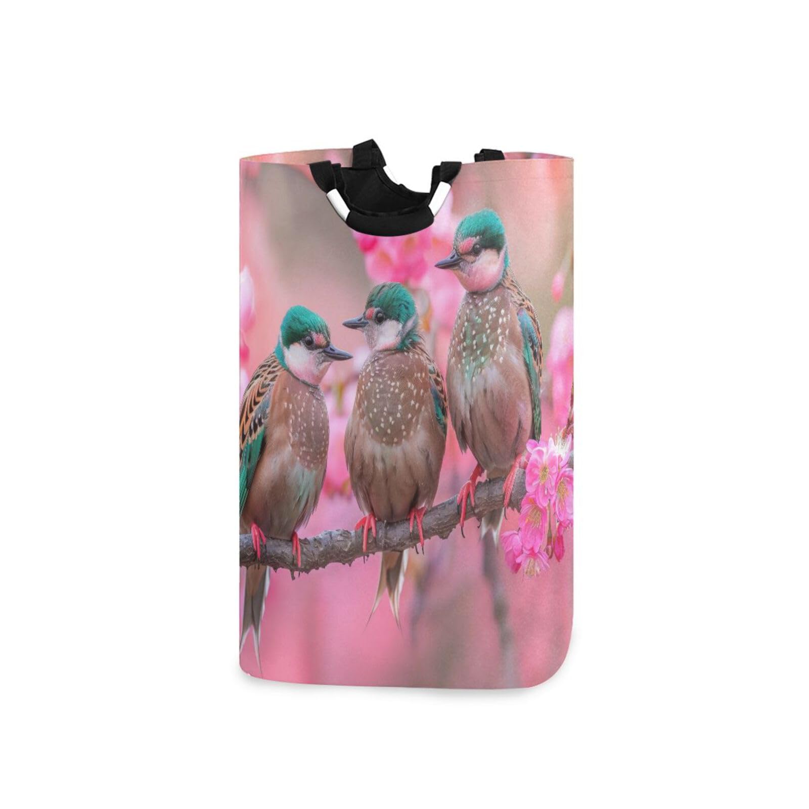 Jihqo Laundry Hamper Basket Cute Tree Birds Collapsible Nursery Storage Bin Waterproof Clothing Baskets for Home Bedroom Bathroom Washing Room