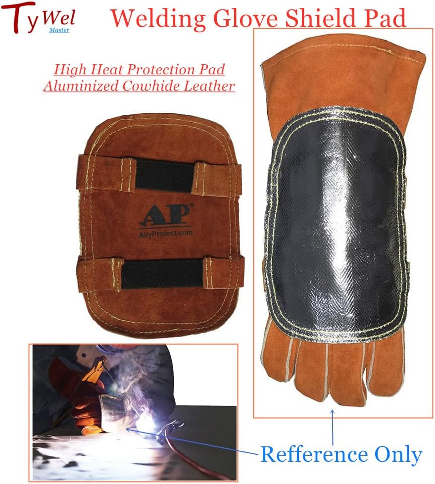Welding Gloves' Pad High Heat Protection Pad Aluminized & Cowhide Leather Anti Flame Stitching Sparking Shield Welding Pad (2)