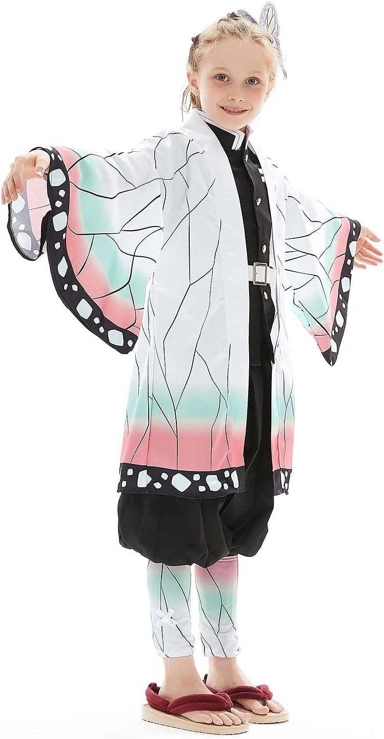 Gonriya Kids Cosplay Cloak Anime Costume Japanese Kimono Suit Full Set Outfits with Belt Earrings Props Halloween