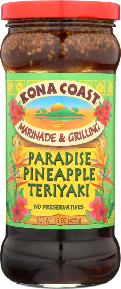 (Pack of 3) Kona Coast Paradise Pineapple Teriyaki Sauce, 15 Ounce ea