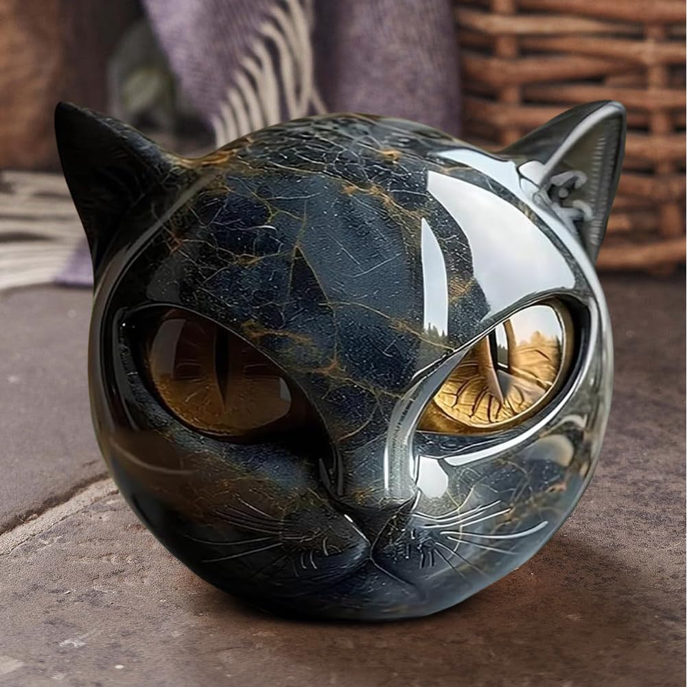 Scultura di Gatto Nero Halloween in Resina Statua di Gatto Elegante Decorazione Casa Regalo per Amanti dei Gatti