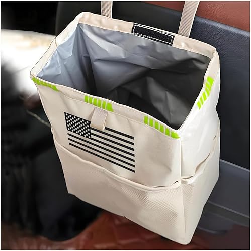 Miniatura 8 de Fekey&JF Bote de basura colgante para automóvil con bolsillos de almacenamiento, bolsa de basura Oxford impermeable a prueba de fugas, organizador