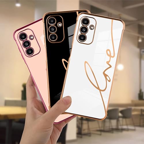 Miniatura 3 de Bonoma Funda compatible con Samsung Galaxy A13 5G, chapado en gráfico de letras de amor, funda elegante de lujo, protector de cámara de TPU suave