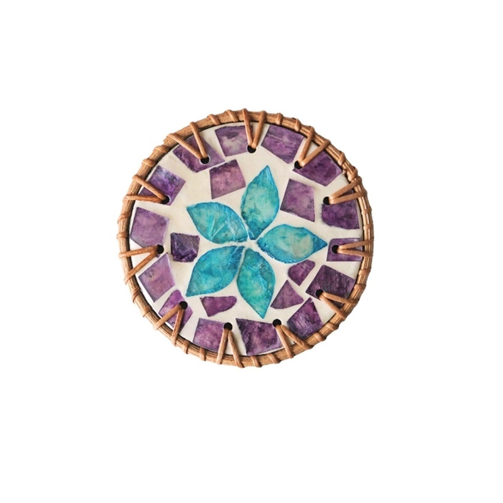 1pc Seashell Art Coaster Rattan Flower Pattern Table Coasters Artistic Placemat 10cm(F)