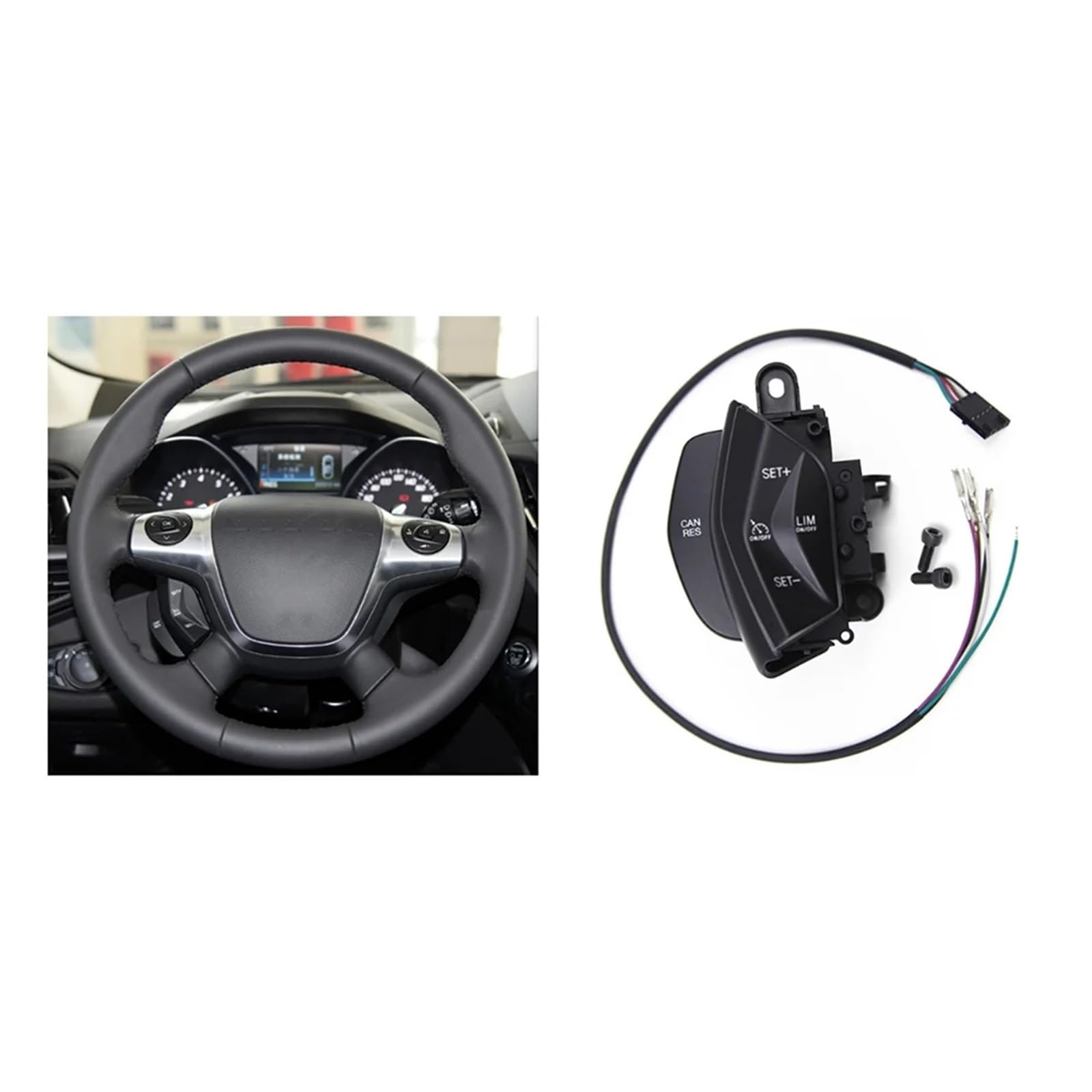 Interruptor de Control de Crucero en el Volante del Coche con botón LIM, Compatible con Ford Focus Kuga 2012-2015. Volante Interruptor