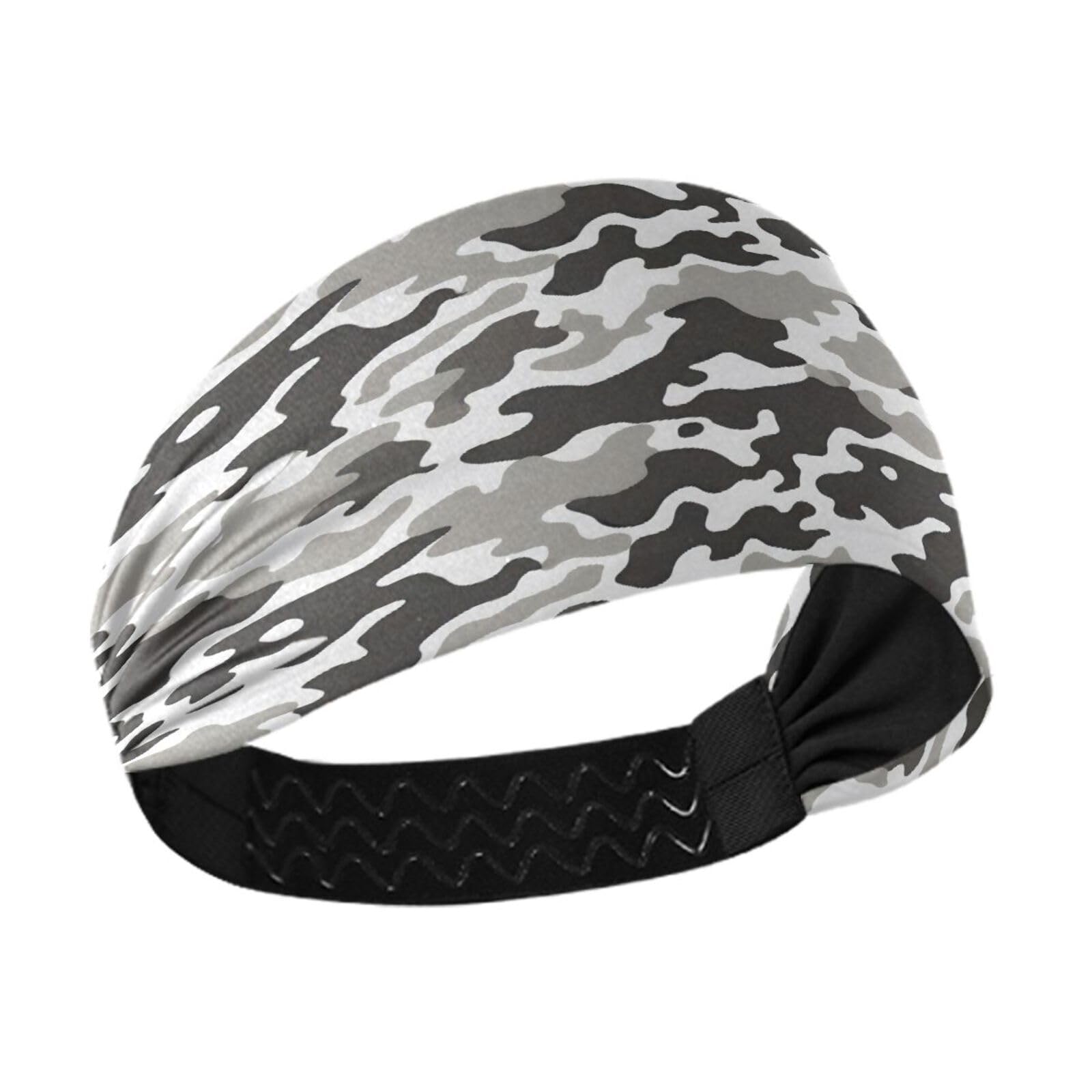Bulletgxll Black White Camouflage Headbands for Women Non Slip Fashion Sports Hair Bands Soft Elastic Wide Hair Wrap for Workout Yoga Running