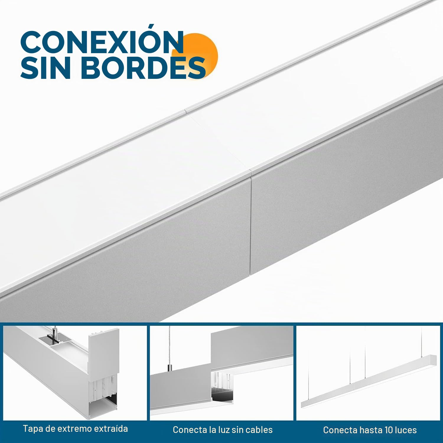 ledbox Lámpara colgante/superficie METRO, ampliable, 50W, 150cm, 3CCT, blanco, 3000-4000-6000K