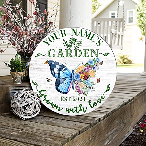 Memate Custom Garden Signs For Outdoor Decorative - Personalized Name, Year Printed Wood Sign For Flower Garden Decor And Accessories - Wooden Outdoor Plaque For Garden, Backyard, Patio, Farmhouse #TOP6