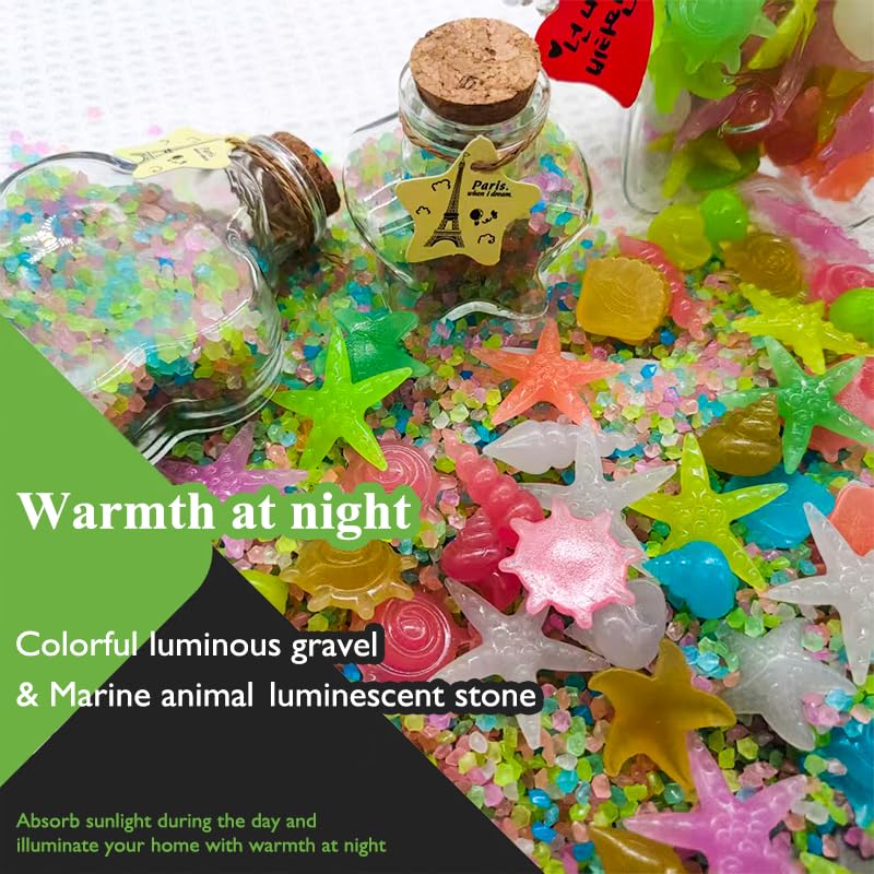 5 lbs of Luminous Gravel + 500 Ocean Luminous Stones | Luminous Decorative Stones | Suitable for Gardens, Fish Tanks, and Landscape Decorations