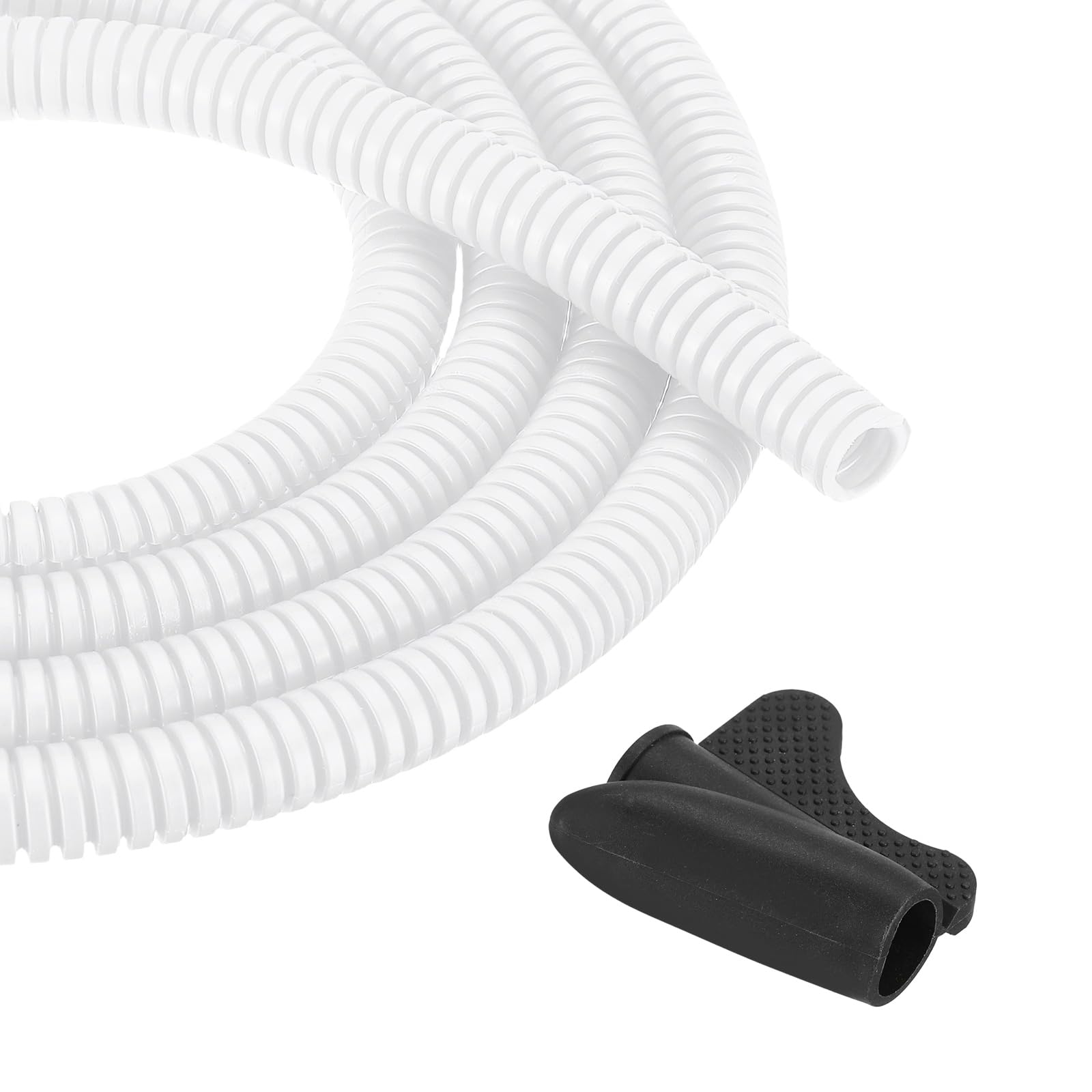 sourcing map 1/4 Inch 100ft Split Wire Loom Tubing, Flexible Cord Protectors with Installation Tool Cable Management Sleeve Conduits Cover for Office Home Electrical Automotive Wires, White