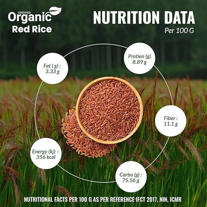 Green Blossom Organic Red Rice | Raw Rice for Healthy Cooking I Unpolished I Gluten Free I Iron Rich (Pack Of 5) 2