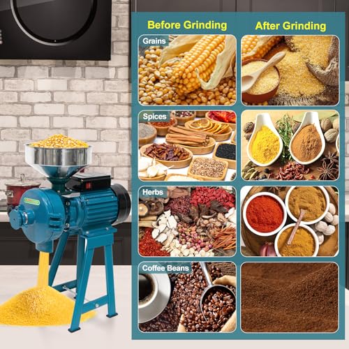 Naizea Grain Mills Wet Dry Cereals Grinder, Electric Grain Mill Grinder Corn Mill, Heavy Duty 3000W 110V Commercial Grain Grinder Machine, Wheat Feed Mill Flour Mill With Funnel thumb #5