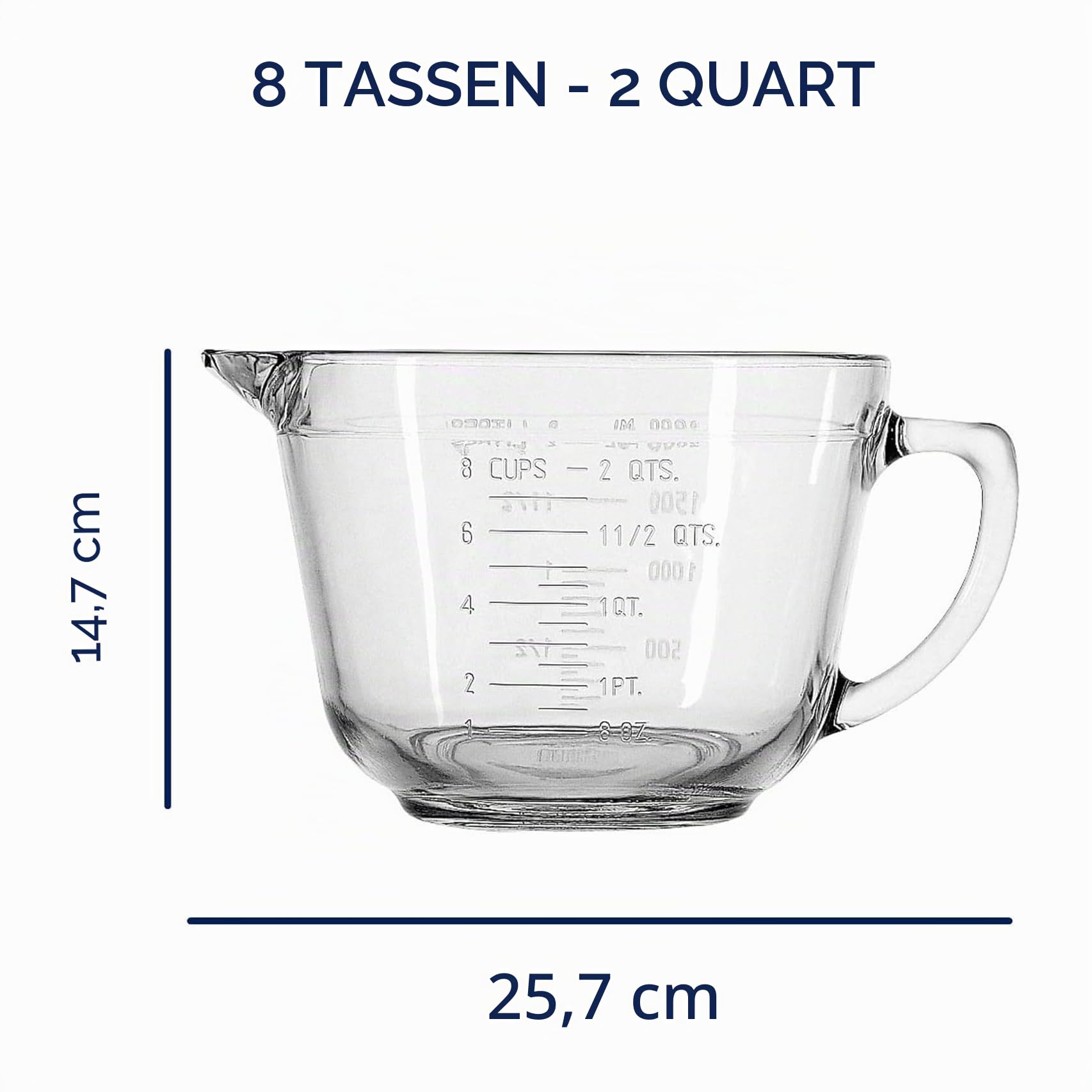 Anchor Hocking Glas Rührschüssel, Sicherheitsglas, 2,0 l