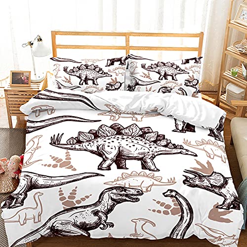 Duvet Cover Dinosaur Twin Bedding - 3D Animal Pattern Boys Children's Cover with Zipper,Cartoon Style,Soft Breathable,Children's Day Gift,ZHH