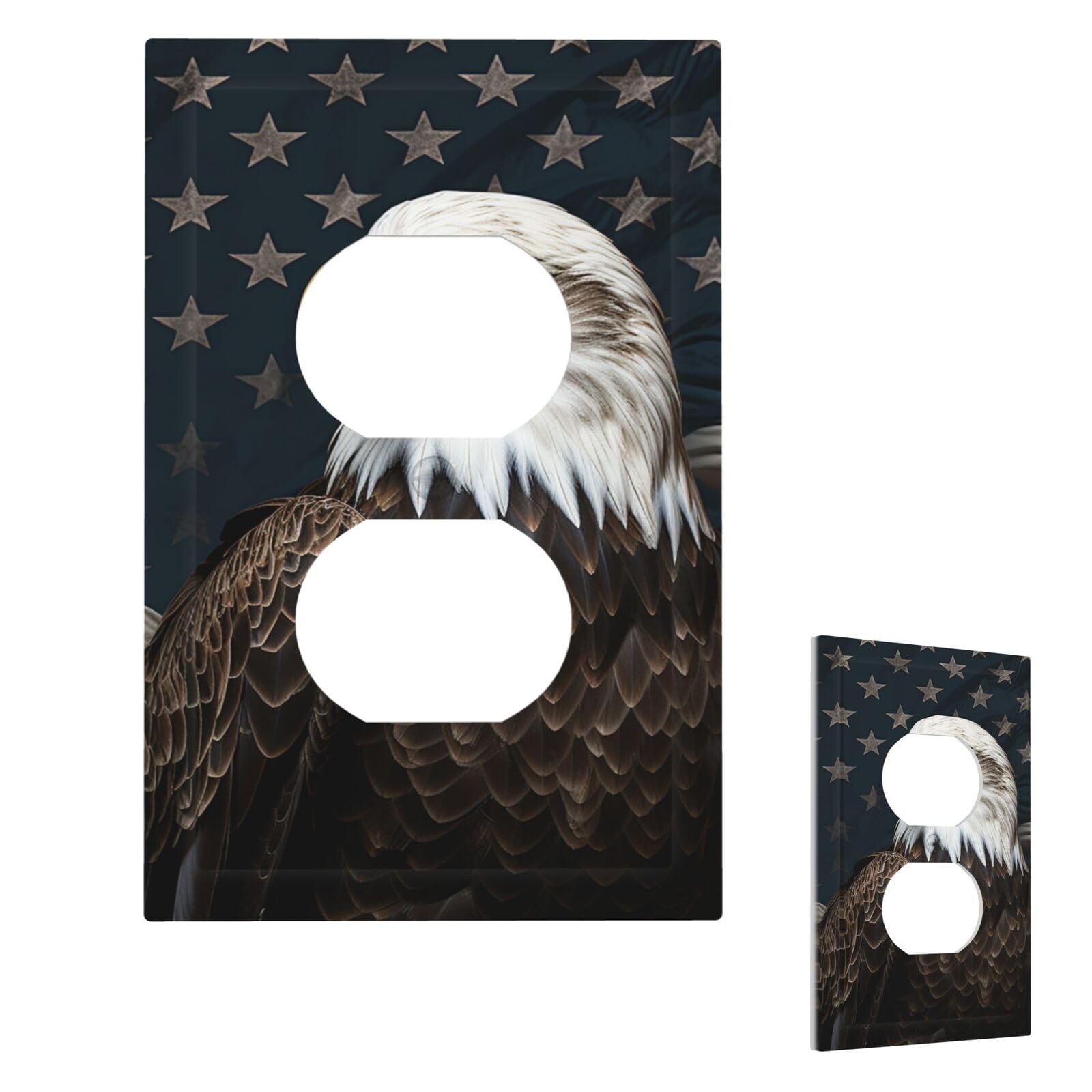 Fodpand Style S Light Switch Cover American Bald Eagle Wall Plate 1 Gang Switch Plate Covers Decorative Outlet Cover Electrical Receptacle Faceplate For Bathroom Kitchen Decor Wall Plates 5" X 3"
