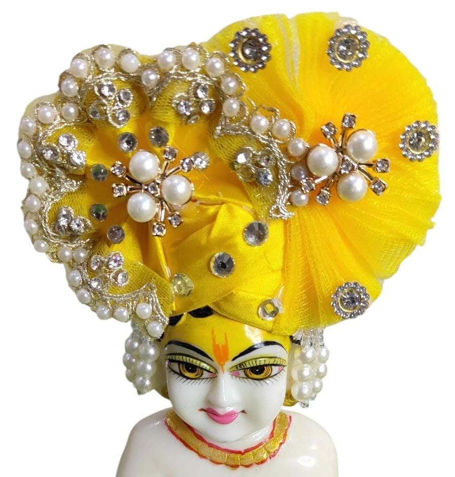 Image of Partish Laddu Gopal Heavy Janamashtmi Poshak with Pagdi, Patka and Choli (Size 4) l Ladoo Gopal Dress l Bal Gopal l Kanha Ji Thakur Ji Dress(Yellow)