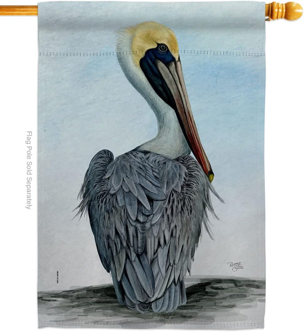 Breeze Decor Pelican House Flag Animals Bird Flamingo Hummingbird Cardinal Peacock Springtime Natural Wildlife Decoration Banner Small Garden Yard Gift Double-Sided, Made in USA