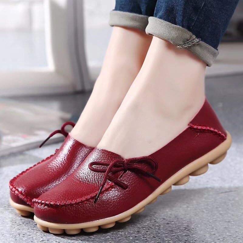 Image of Women's Leather Slipper Loafers Flat Shoes Slip-Ons